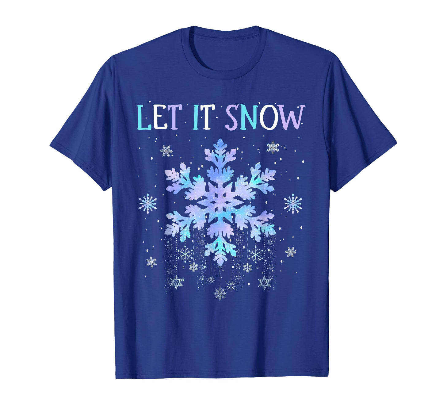 Let It Snow Tie Dye Snowflake Snow Day Supporter Christmas T-Shirt