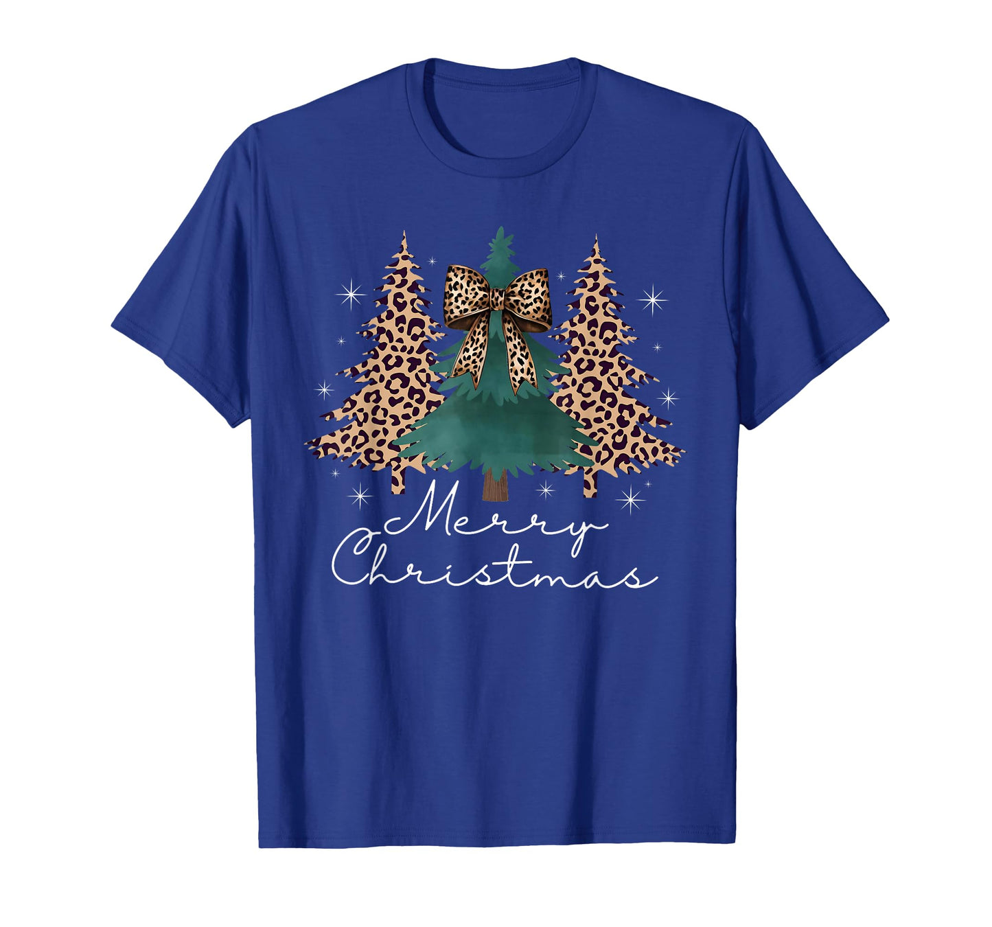 Christmas Trees Leopard Coquette Bow Xmas Pajamas Holiday T-Shirt