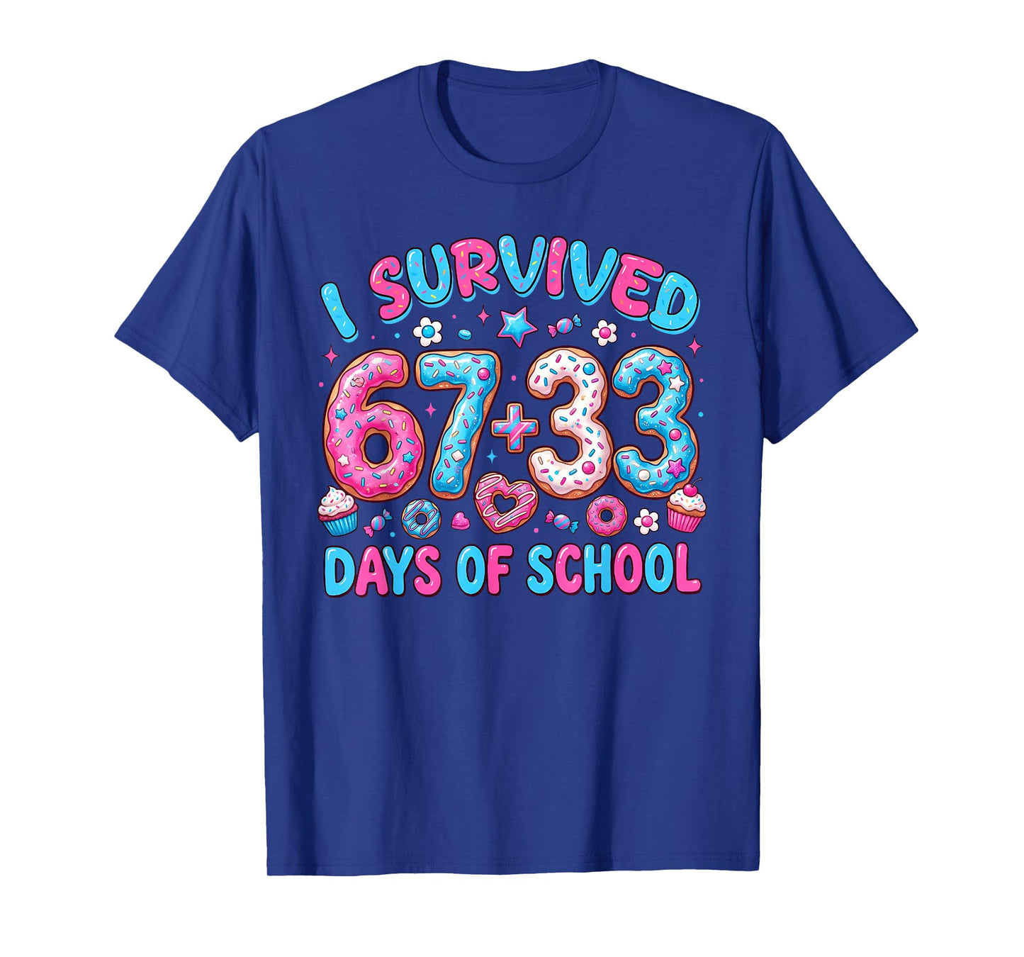 I Survived 67 + 33 Day of School Six Seven Donut Teacher Kid T-Shirt