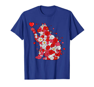 Floral Cat Heart Valentines Day Meow Kitty Kitten Cat Lover T-Shirt