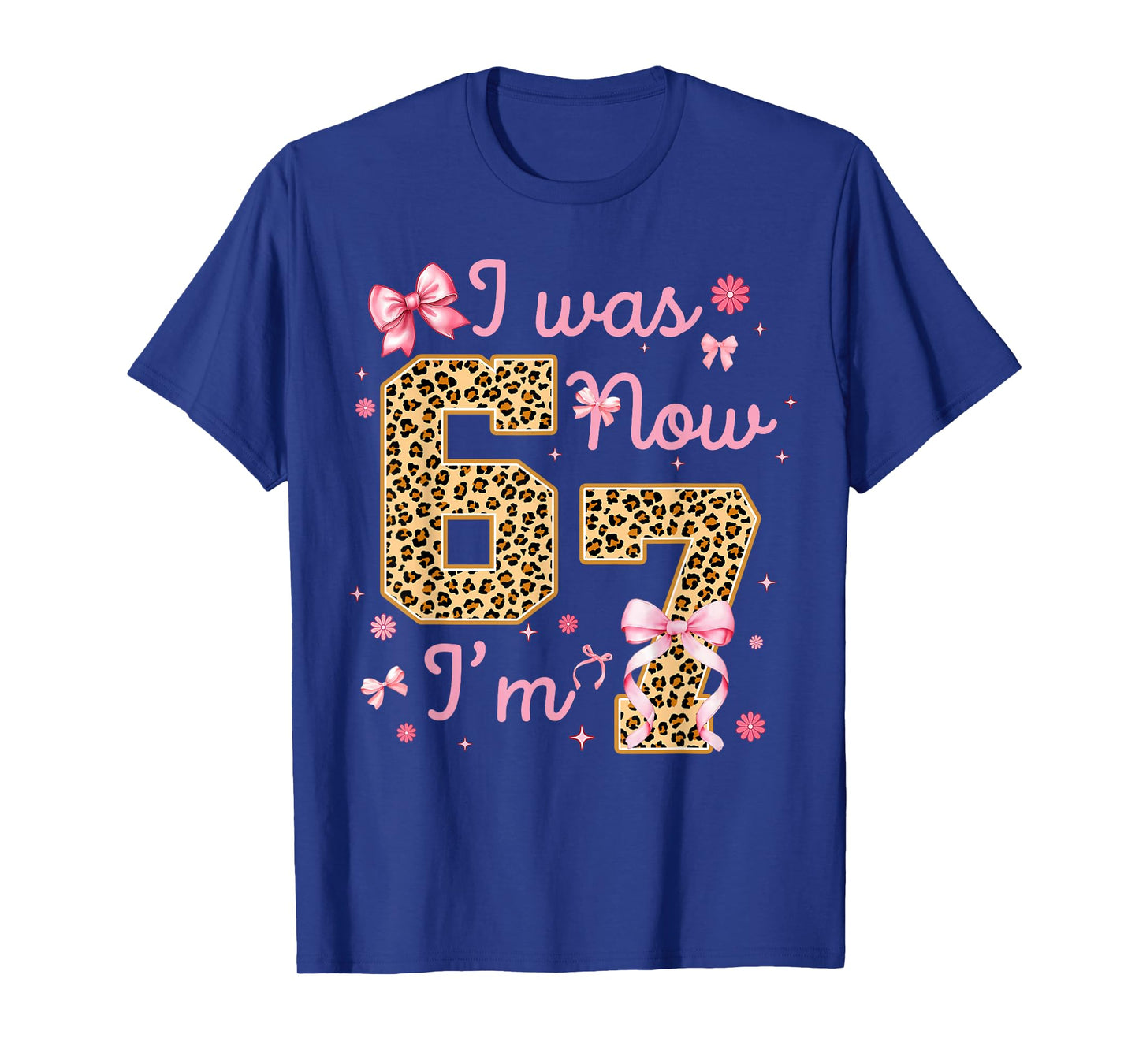 Kids I was 6 Now I'm 7 Leopard Coquette Bow Birthday Girl T-Shirt