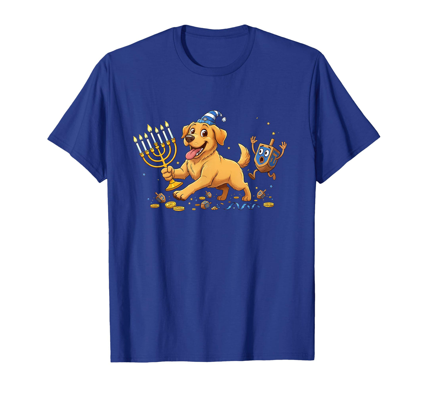 Labrador Retriever Dreidel Menorah Hanukkah Kids Womens Mens T-Shirt