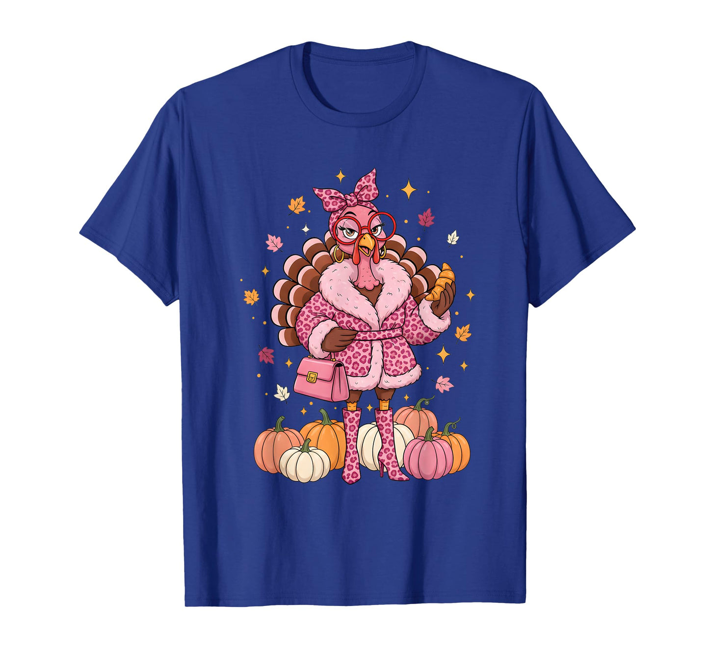Thanksgiving Turkey Pink Retro Fall Fashion Queen T-Shirt