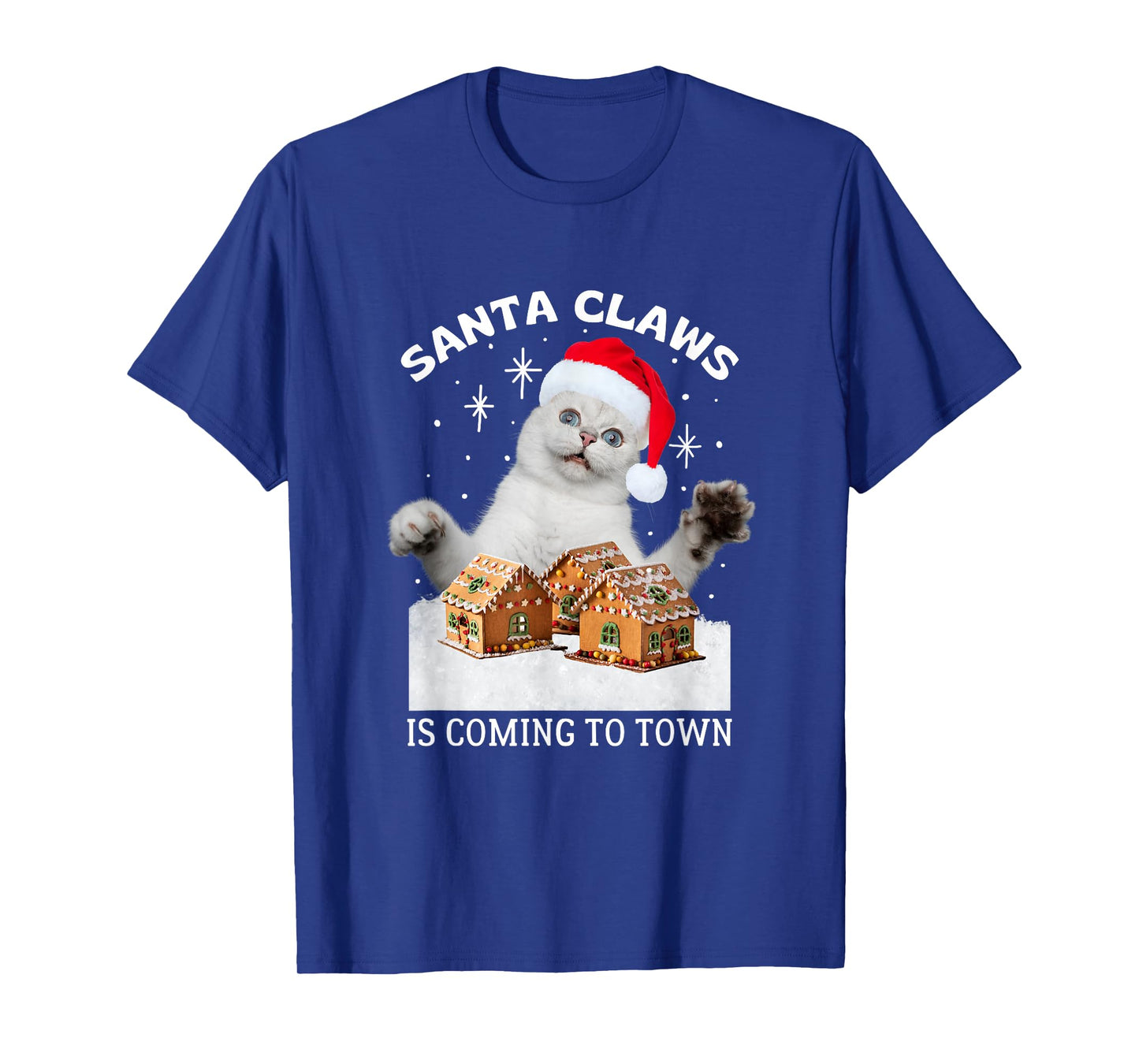 Santa Claws Coming to Town Christmas Cat Funny Ugly Sweater T-Shirt
