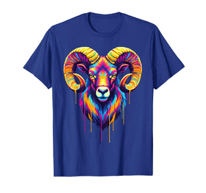 Colourful Cool Ram Head in Vivid Shades Artistic Designed T-Shirt