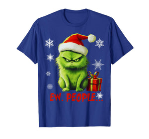 Cat Ew People Funny Christmas Meowy Xmas Gift Santa Hat Y2K T-Shirt