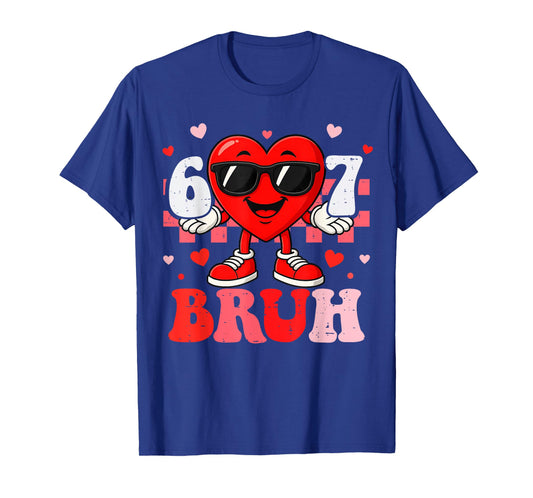 Six Seven 67 Bruh 6 7 Meme Funny Valentine Heart Boys Kids T-Shirt