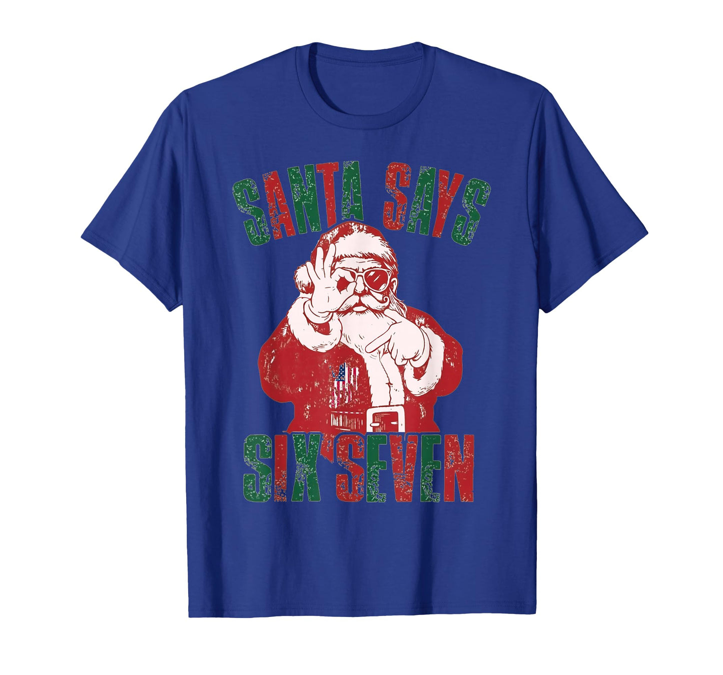Funny Retro Santa Says Six Seven Christmas T-Shirt
