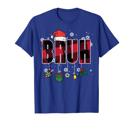 Christmas Red Plaid Bruh Vintage Xmas Meme Women Men Kids T-Shirt