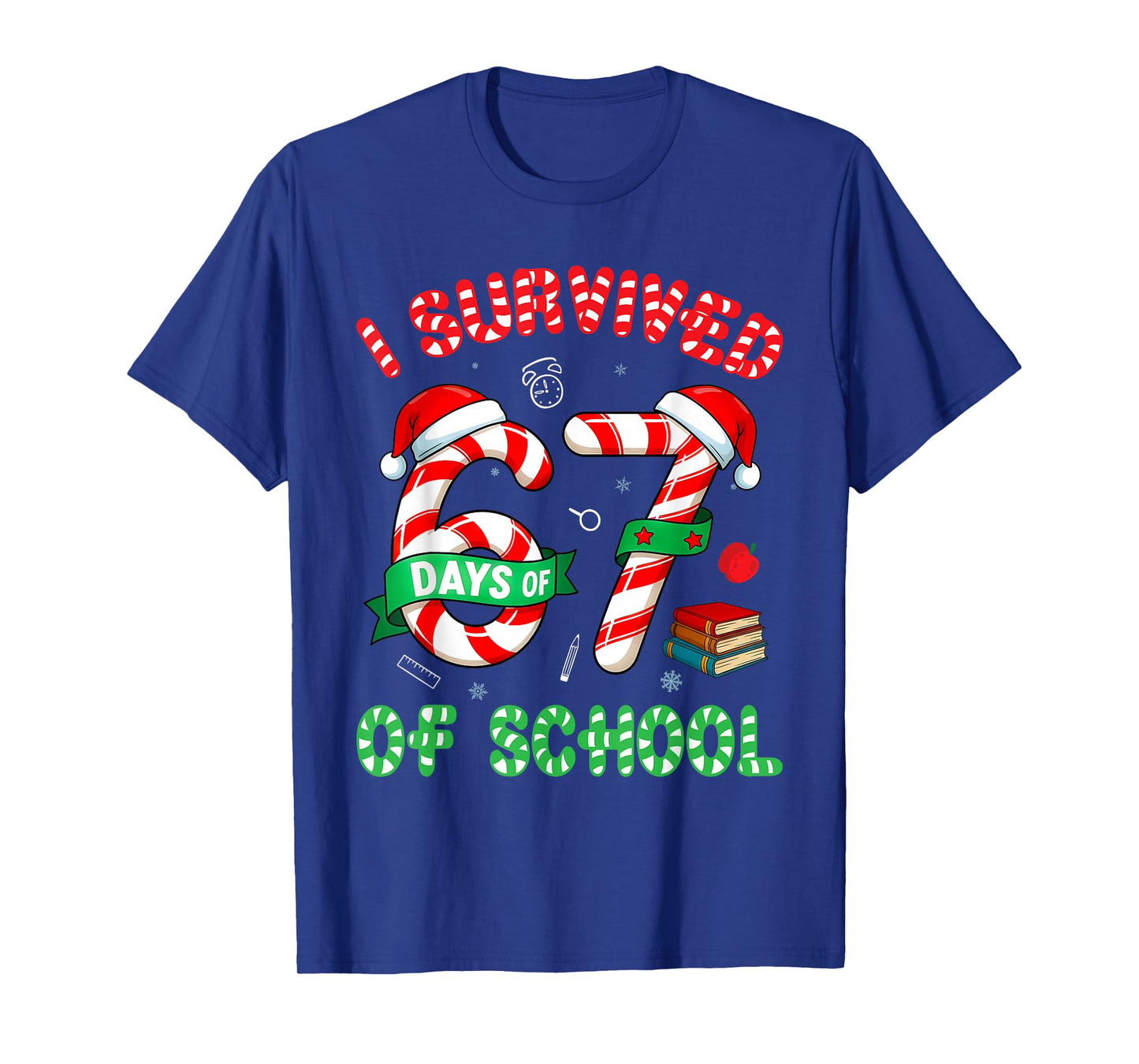 I Survived 67 Days of School Candy Cane Christmas Meme T-Shirt