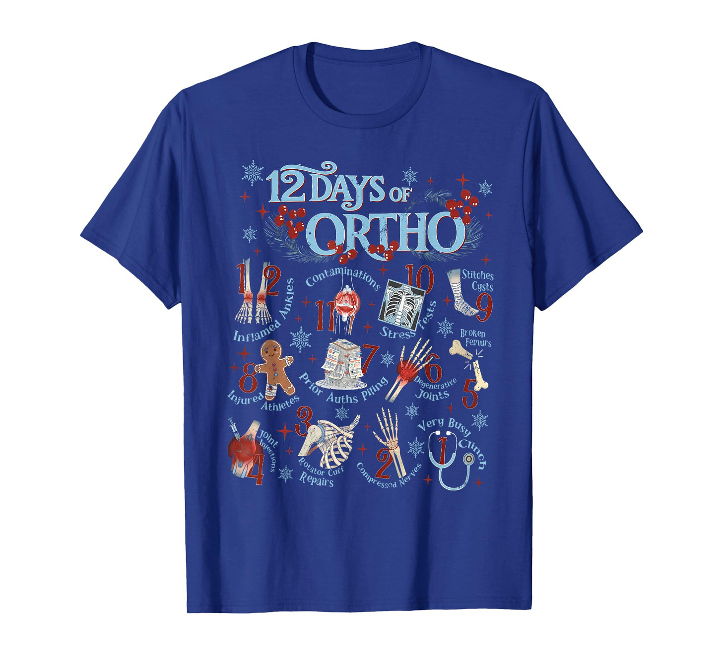 Retro Christmas Orthopedic 12 Days of Ortho Ortho Nurse Team T-Shirt