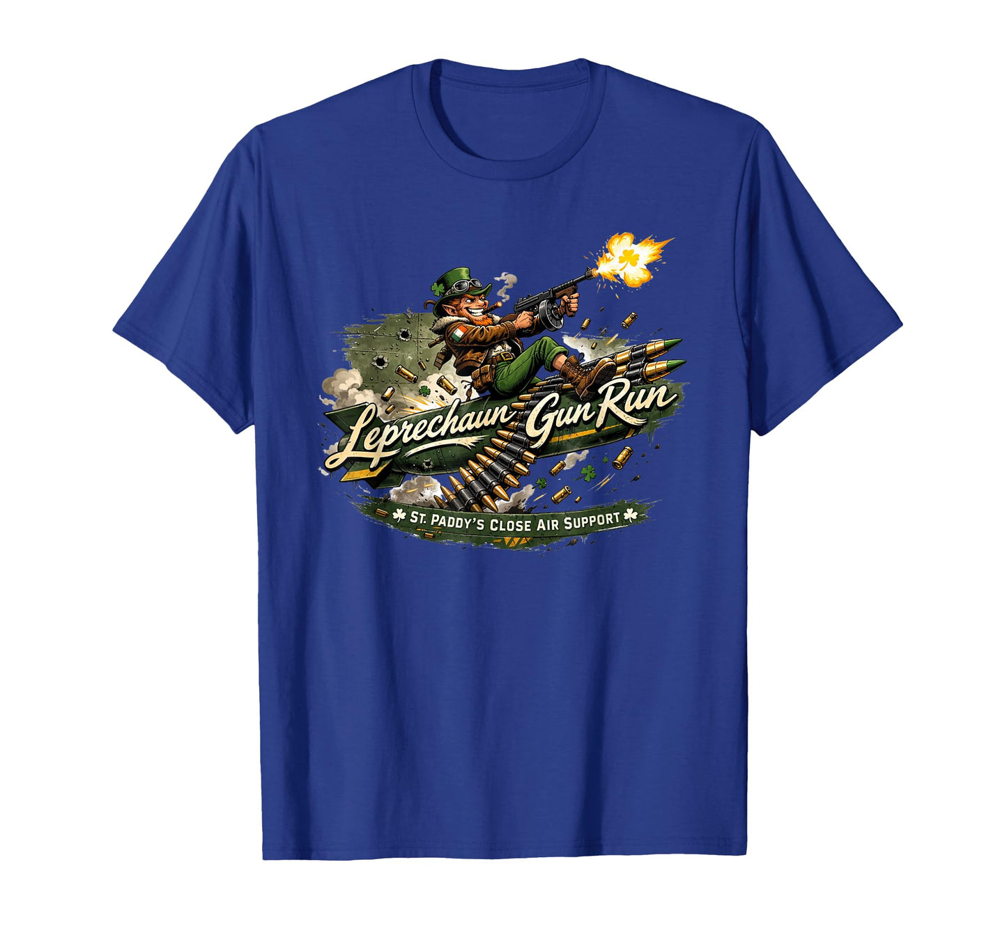 Leprechaun Gun Run Funny Irish Military Design T-Shirt