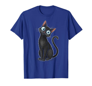 Womens Creepy Cat Cute Cat Meme Funny Black Cat Kitten Lover T-Shirt