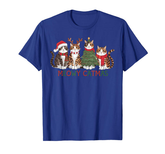 Meowy Catmas Cat Christmas Cute Kitten Cats Santa Hat Xmas T-Shirt