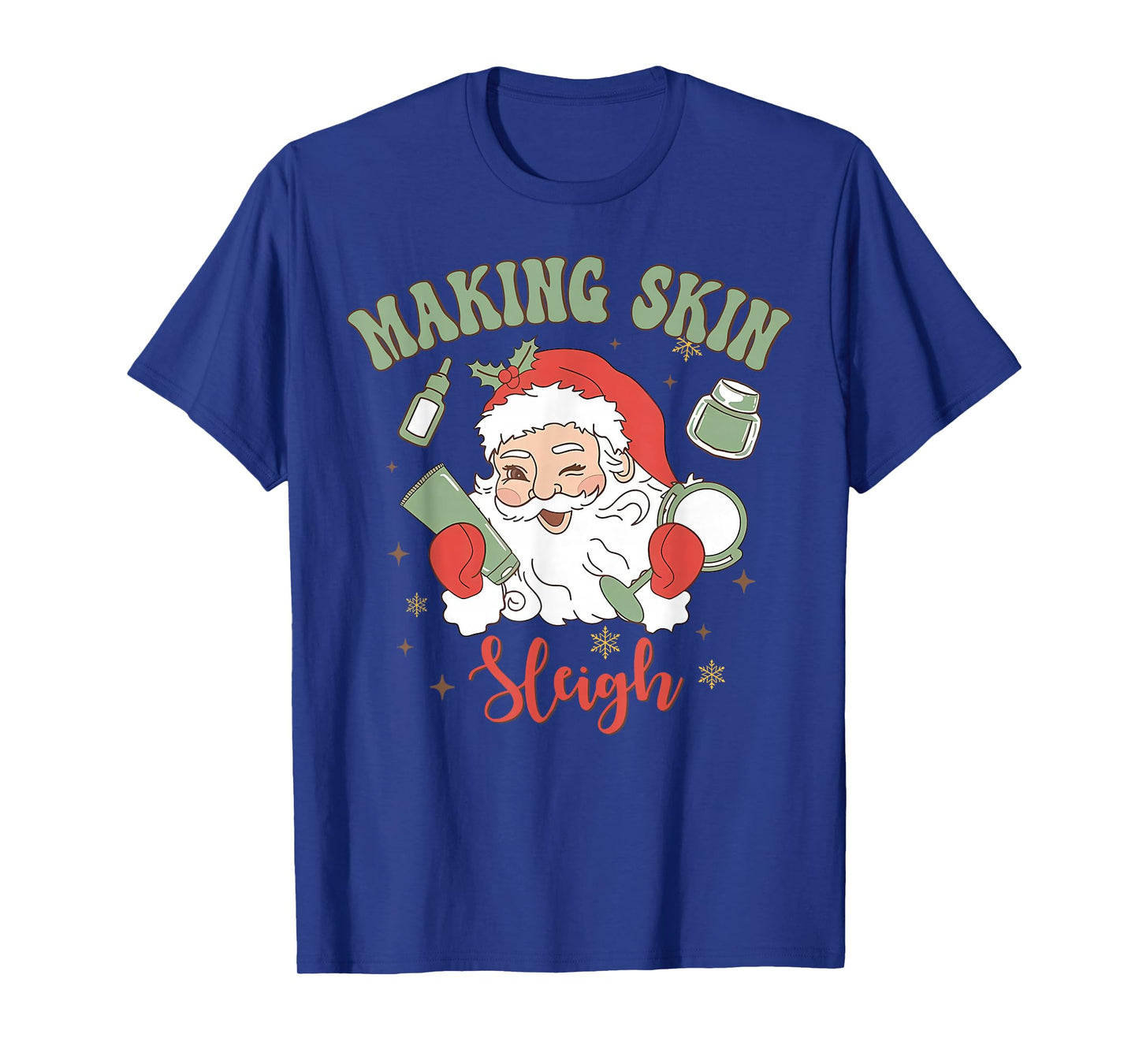 Christmas Esthetician Making Skin Sleigh Santa Makeup Artist T-Shirt