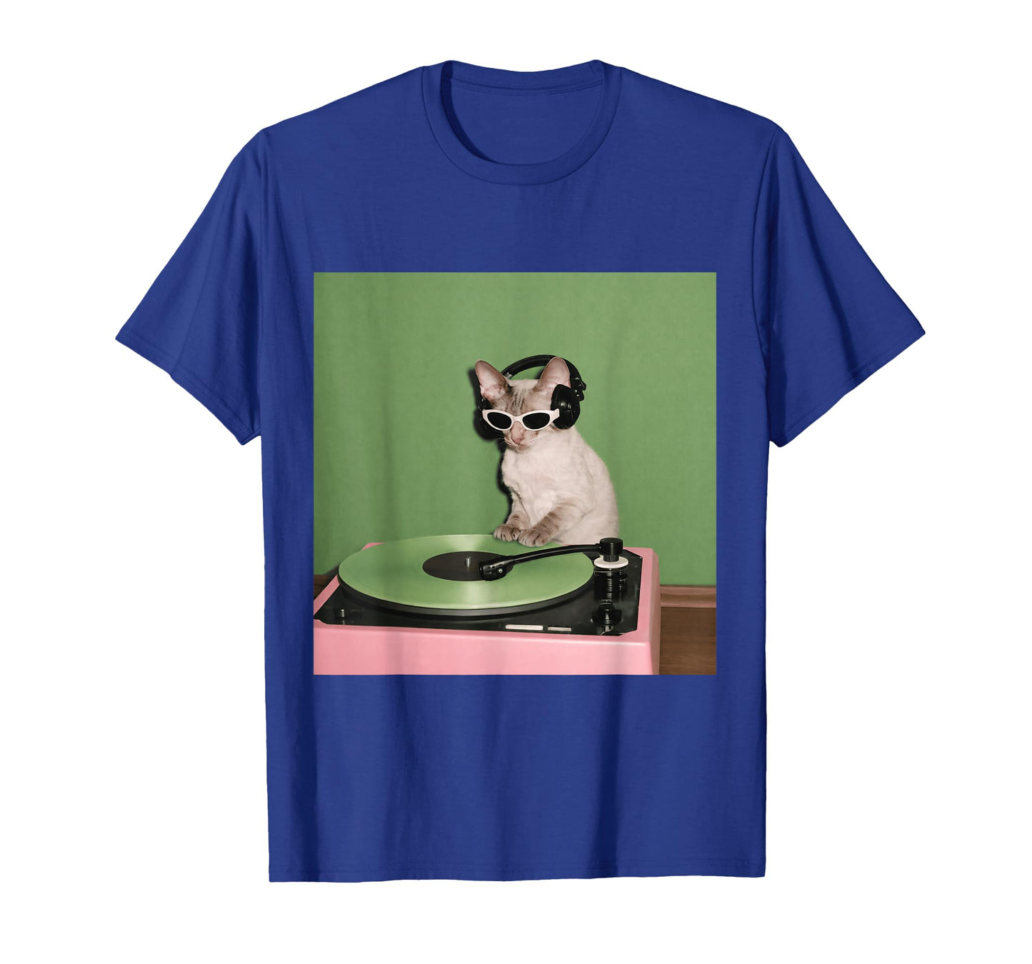 Cool DJ Cat Meme Vinyl Record Funny Retro Music Aesthetic T-Shirt
