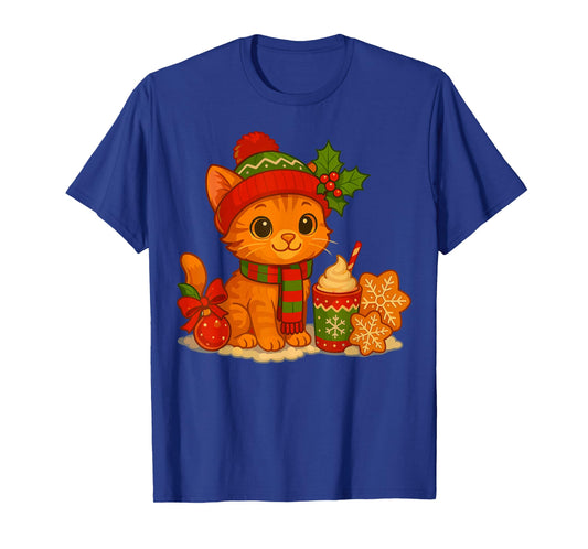 Orange Cat with Christmas Coffee and Cookie T-Shirt