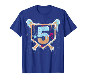 Baseball 5 Year Old Ice Cream Drip 5th Birthday Boy Number 5 T-Shirt