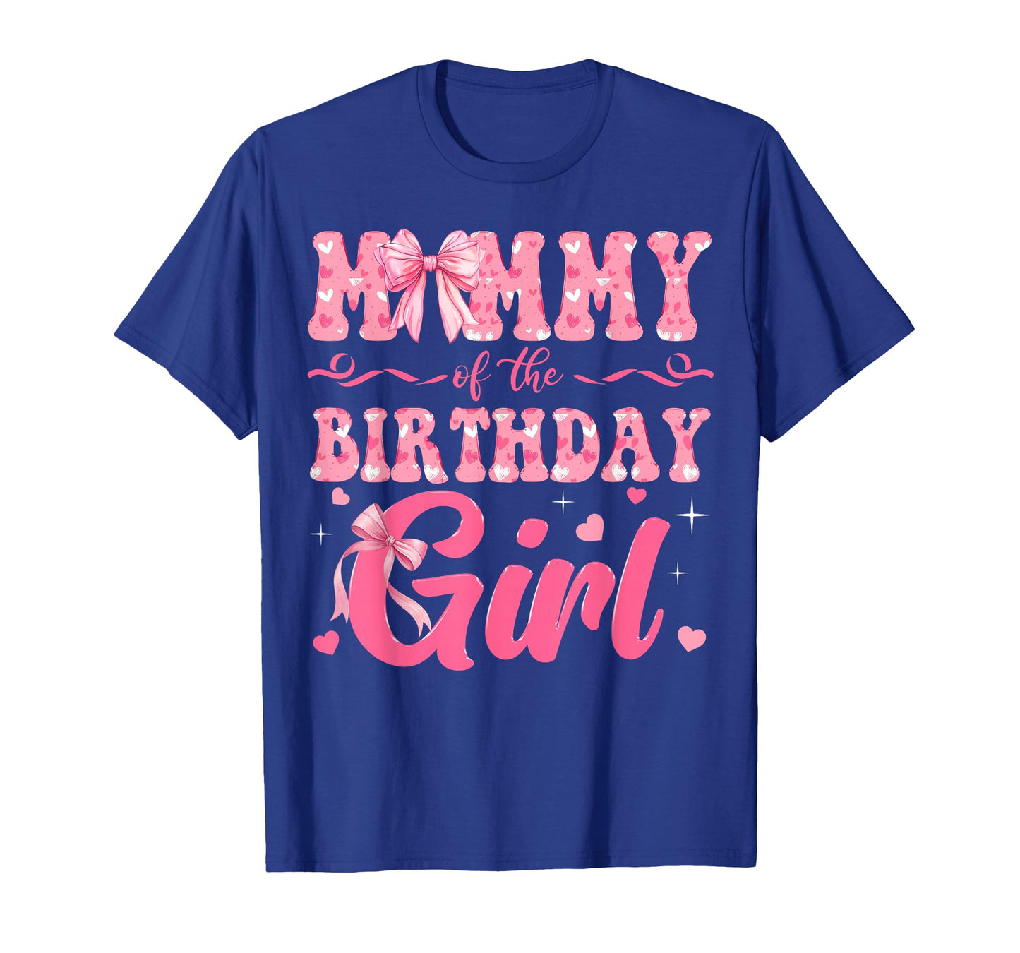 Mommy of The Birthday Girl Family Pink Coquette Bow T-Shirt