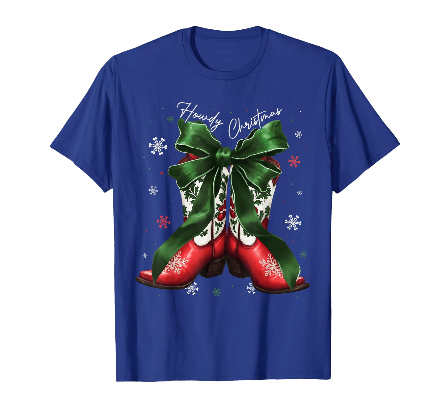 Cowgirl Western Howdy Christmas Coquette Bow Boots Family T-Shirt