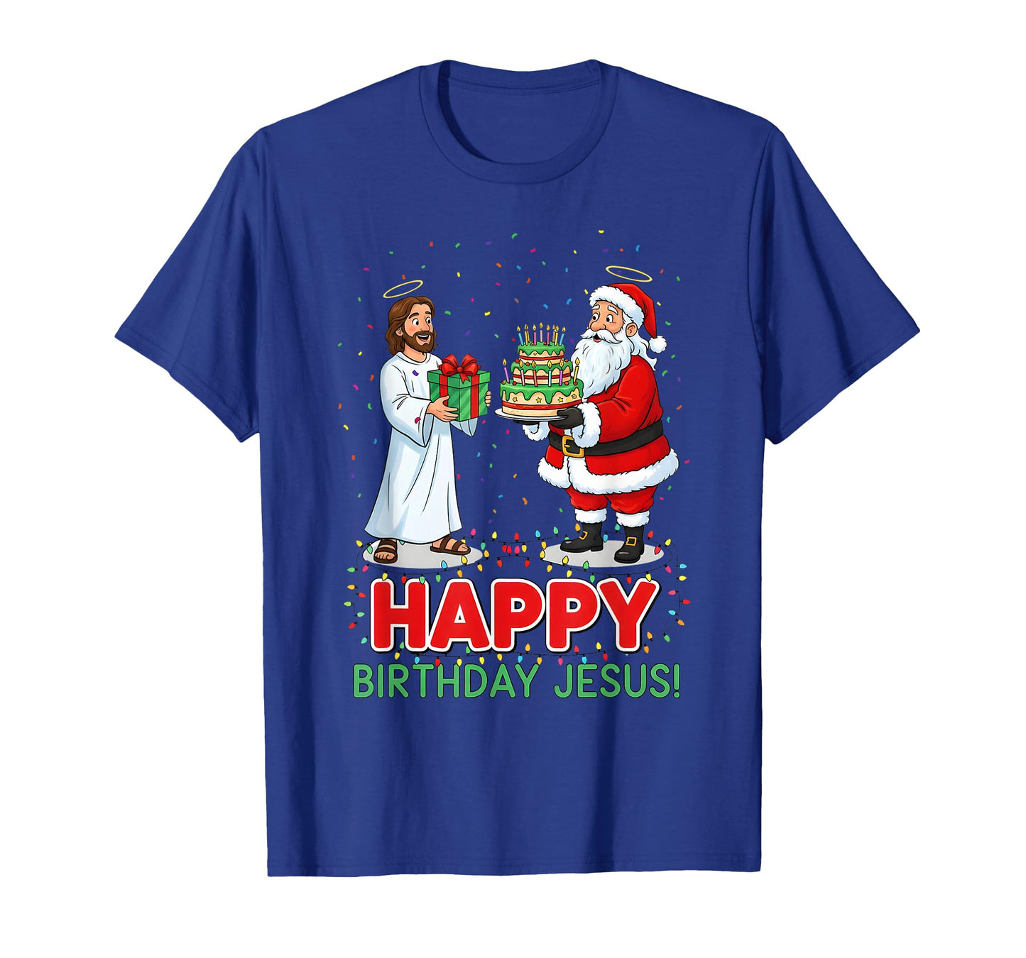 Happy Birthday Jesus Christian Christmas Santa and Jesus Fun T-Shirt
