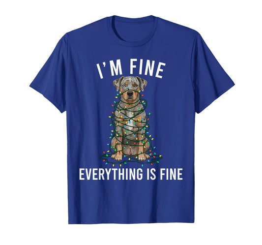 Catahoula Leopard Dog Christmas I'm Fine Everything is Fine T-Shirt