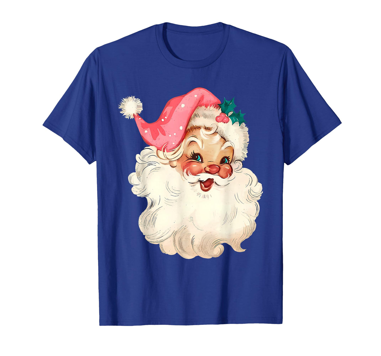 Santa Claus Pink Christmas Face Old Xmas Vintage Pink Santa T-Shirt