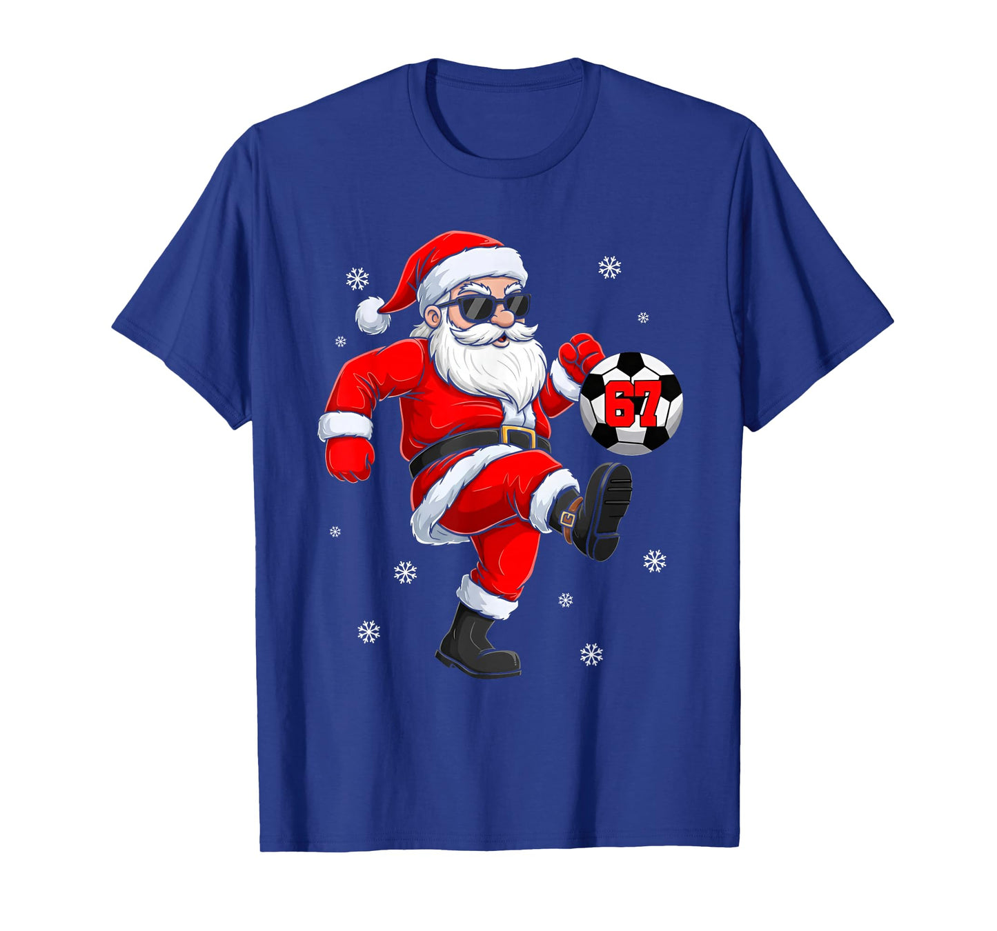 Santa Soccer Ball Sports Christmas Soccer Player Men Boys T-Shirt