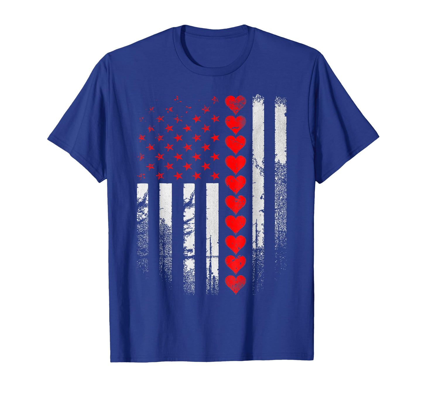 Vintage American Flag Hearts Valentine Mens Boys Kids T-Shirt