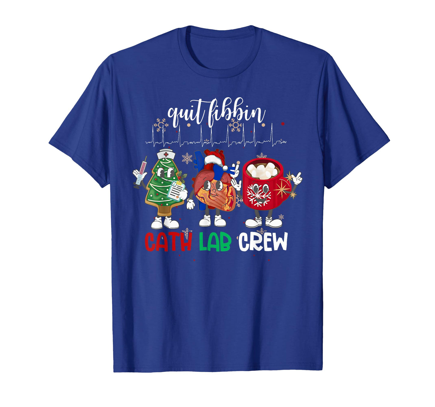 Cath Lab Christmas Crew Cardiology Nurse Echocardiography T-Shirt