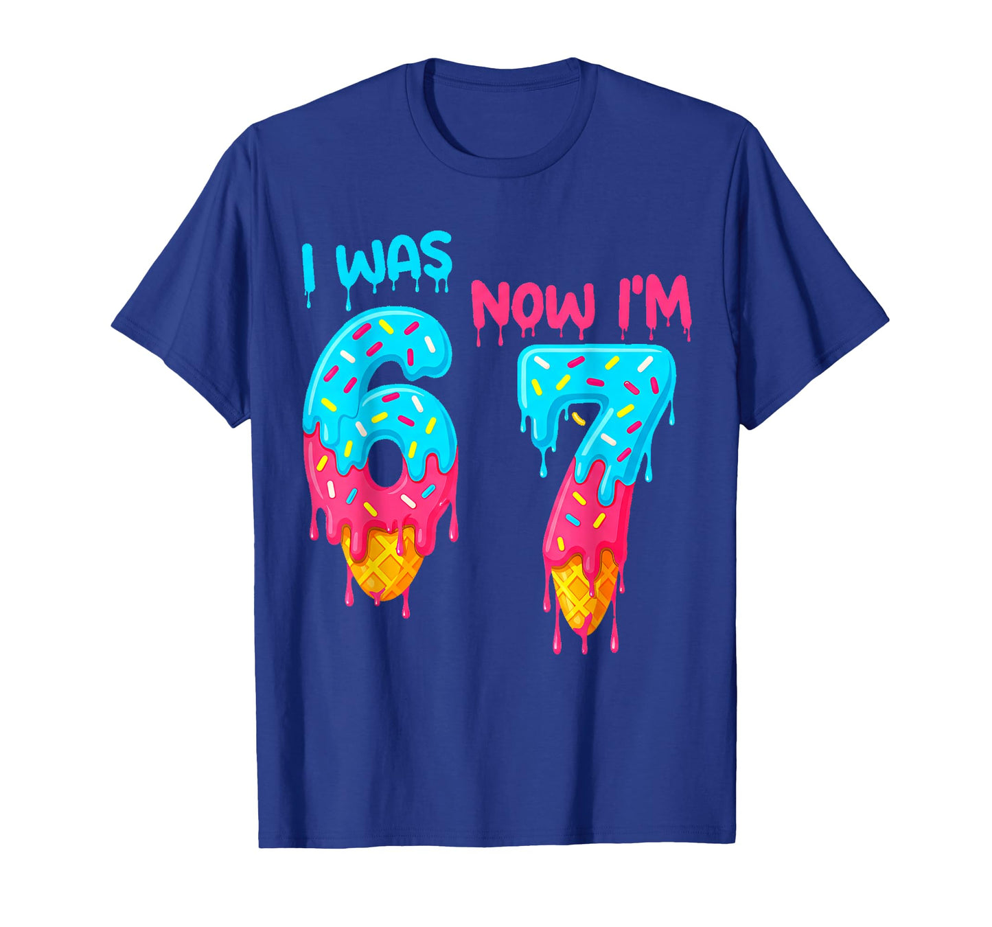 I was 6 Now I'm 7 Funny 7th Birthday Kids Ice Cream Drip T-Shirt