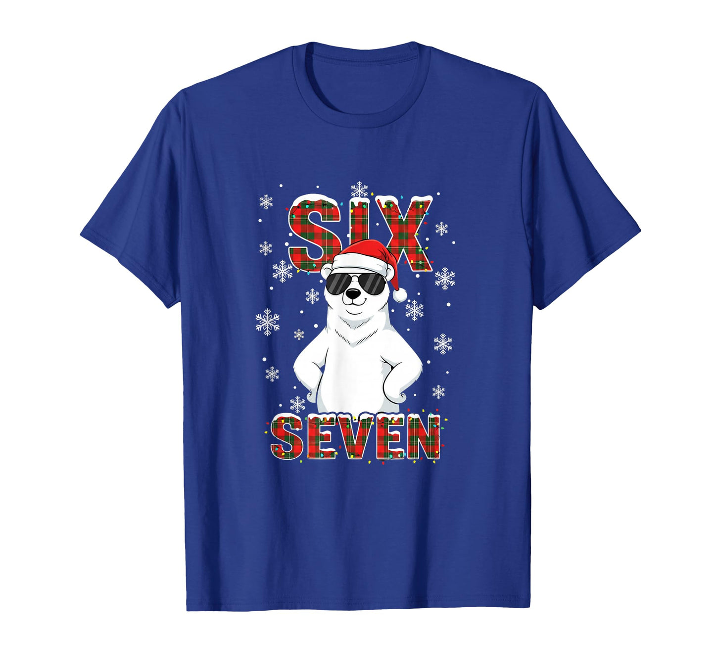 Funny Six Seven Polar Bear Christmas 67 Santa Hat Winter T-Shirt