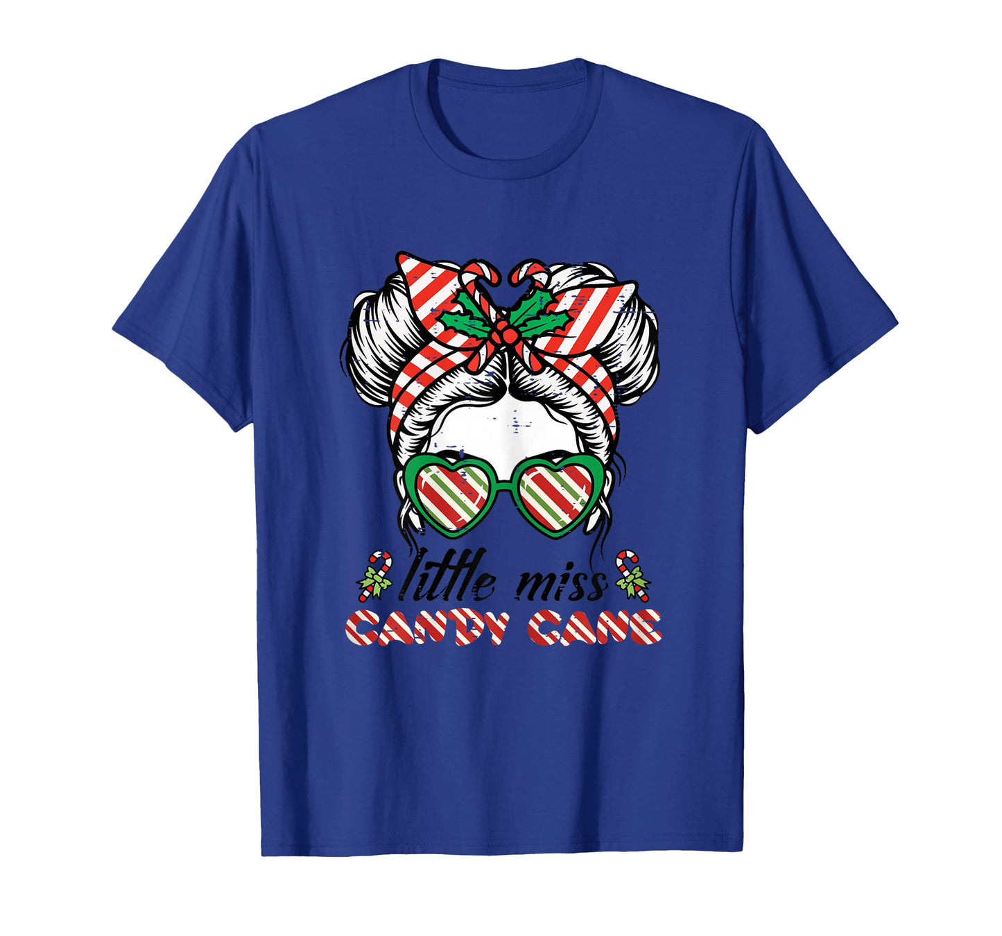 Christmas Miss Candy Cane Bun Little Xmas Girls Kids Toddler T-Shirt