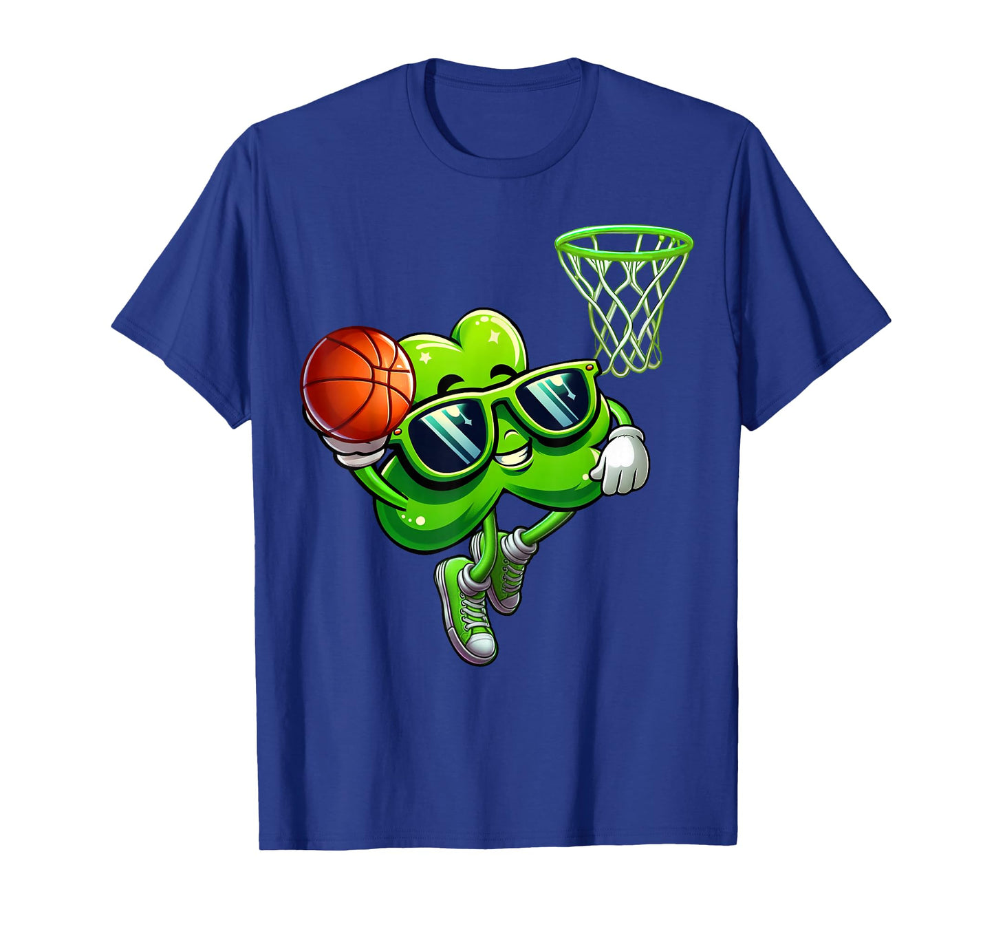 St Patricks Day Funny Shamrock Playing Basketball Kids Boys T-Shirt