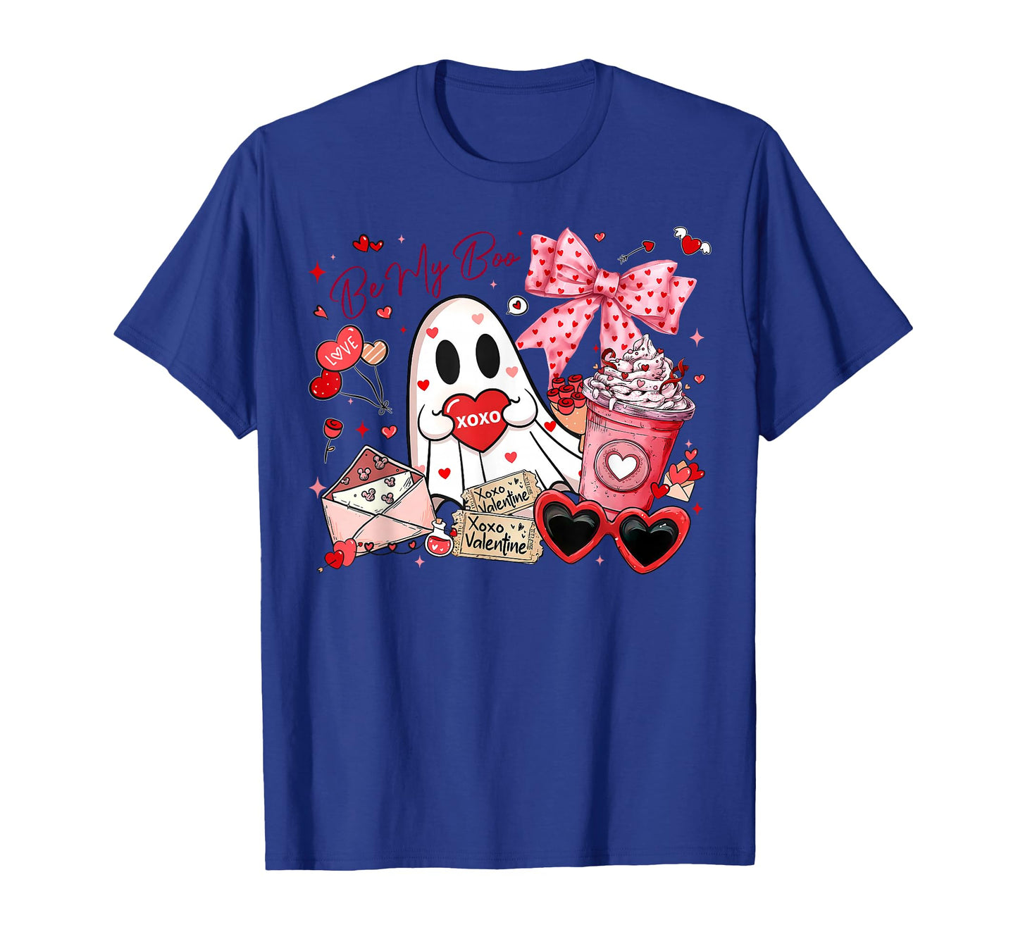 Preppy Be My Boo XOXO Ghost Coquette Bow Valentine's Day T-Shirt