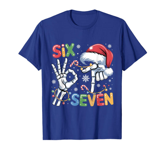 Six Seven Funny Skeleton Hands Meme Christmas Art T-Shirt