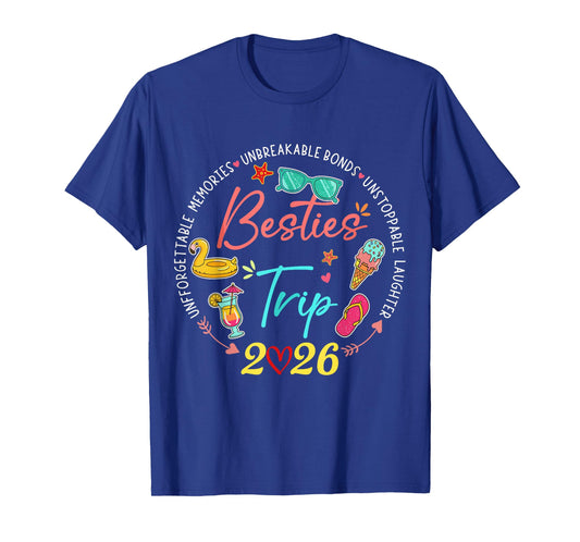 Besties Trip 2026 Memories Girl Trip Friends Vacation Retro T-Shirt