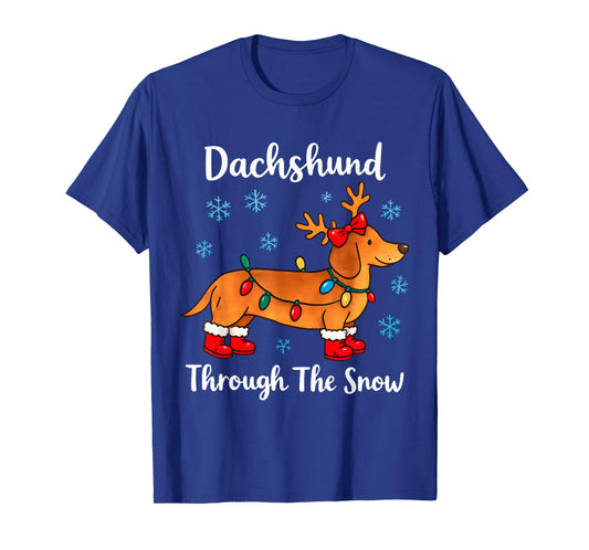 Funny Dachshund Through The Snow Christmas Dog T-Shirt