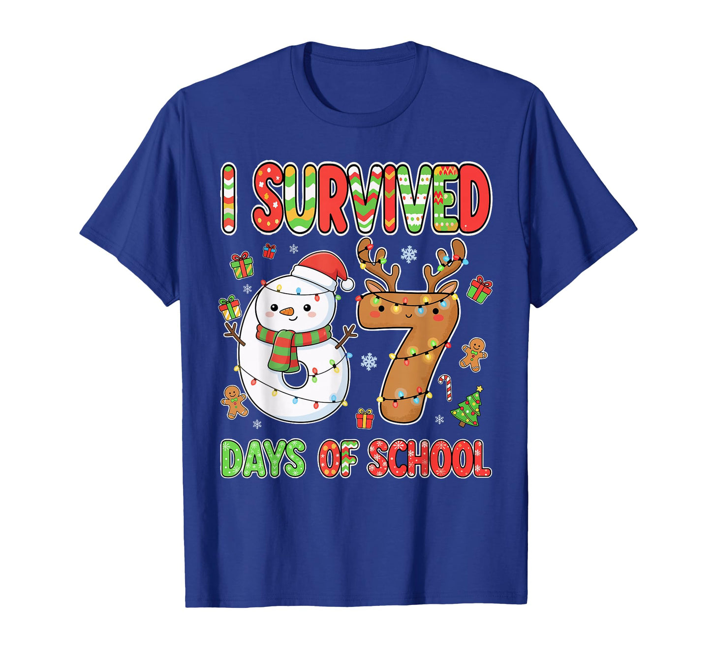 I Survived 67 Days of School Christmas Meme Funny Six Seven T-Shirt