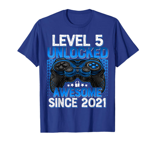 Level 5 Unlocked 5 Year Old Gifts for Boys 5th Birthday Boy T-Shirt