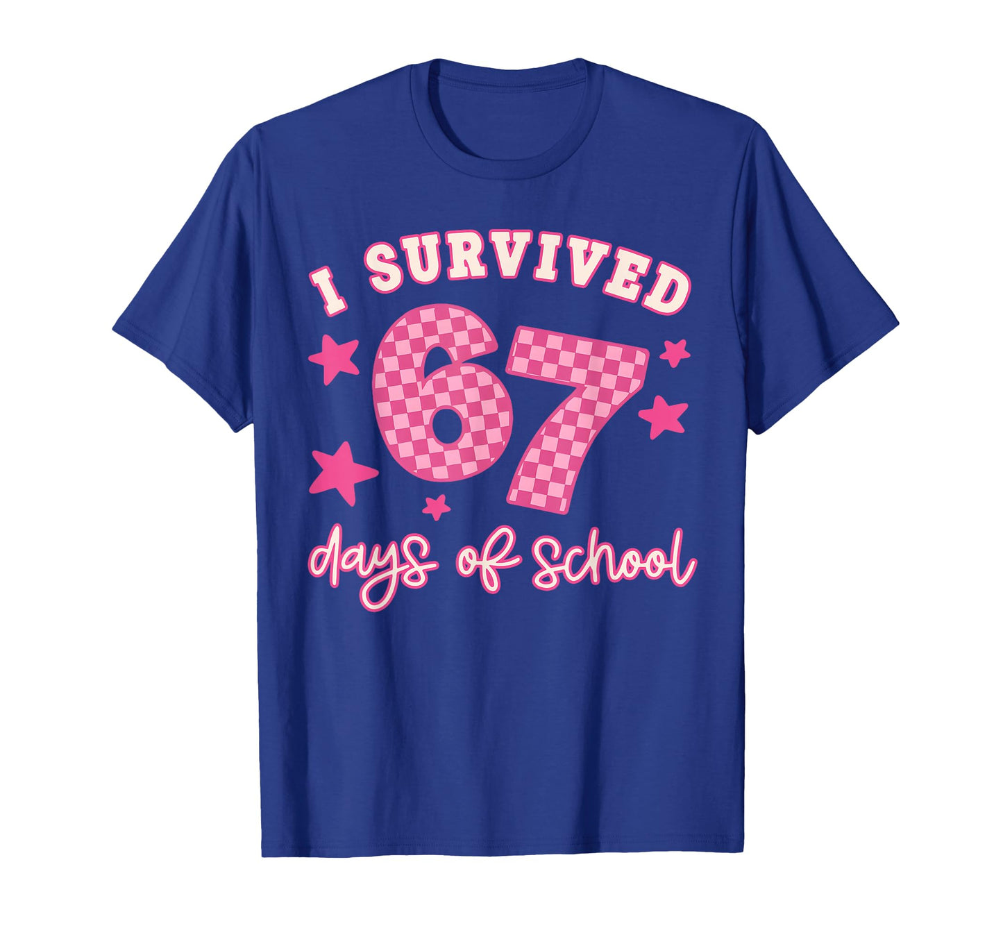 I Survived 67 Days of School Pink Checker Style T-Shirt