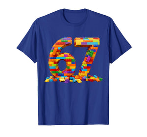Number 67 Meme Six Seven 6 7 Building Blocks Gen Alpha Slang T-Shirt