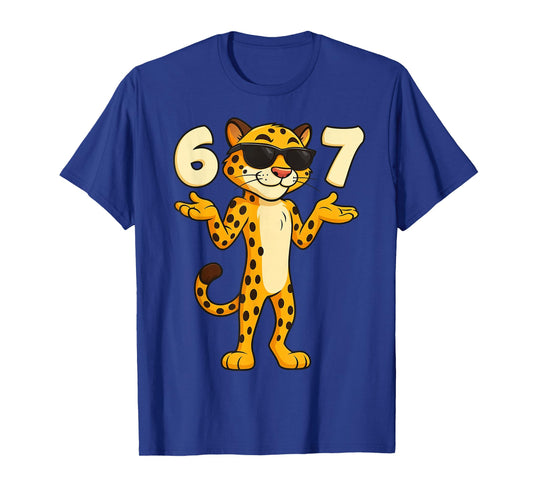 Cheetah 67 Meme Funny Kids Teens Gen Alpha Slang 6 7 Hands T-Shirt