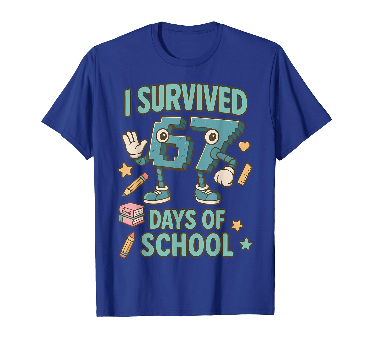 Kids 6-7 Meme I Survived 67 Days of School T-Shirt