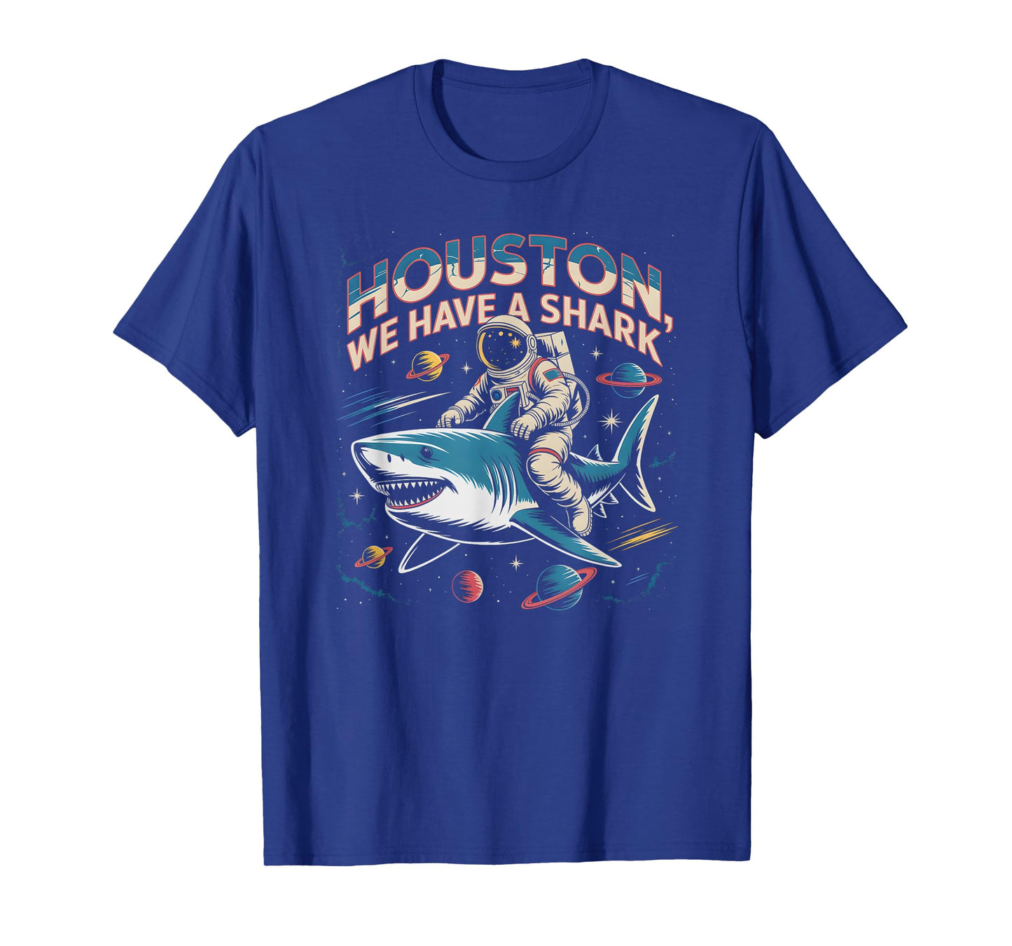 Cute Space Shark Astronaut Houston Launch Problem Ocean Club T-Shirt
