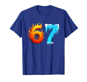 67 Six Seven 6-7 Flaming Ice – Funny Teen Kids Brainrot Meme T-Shirt