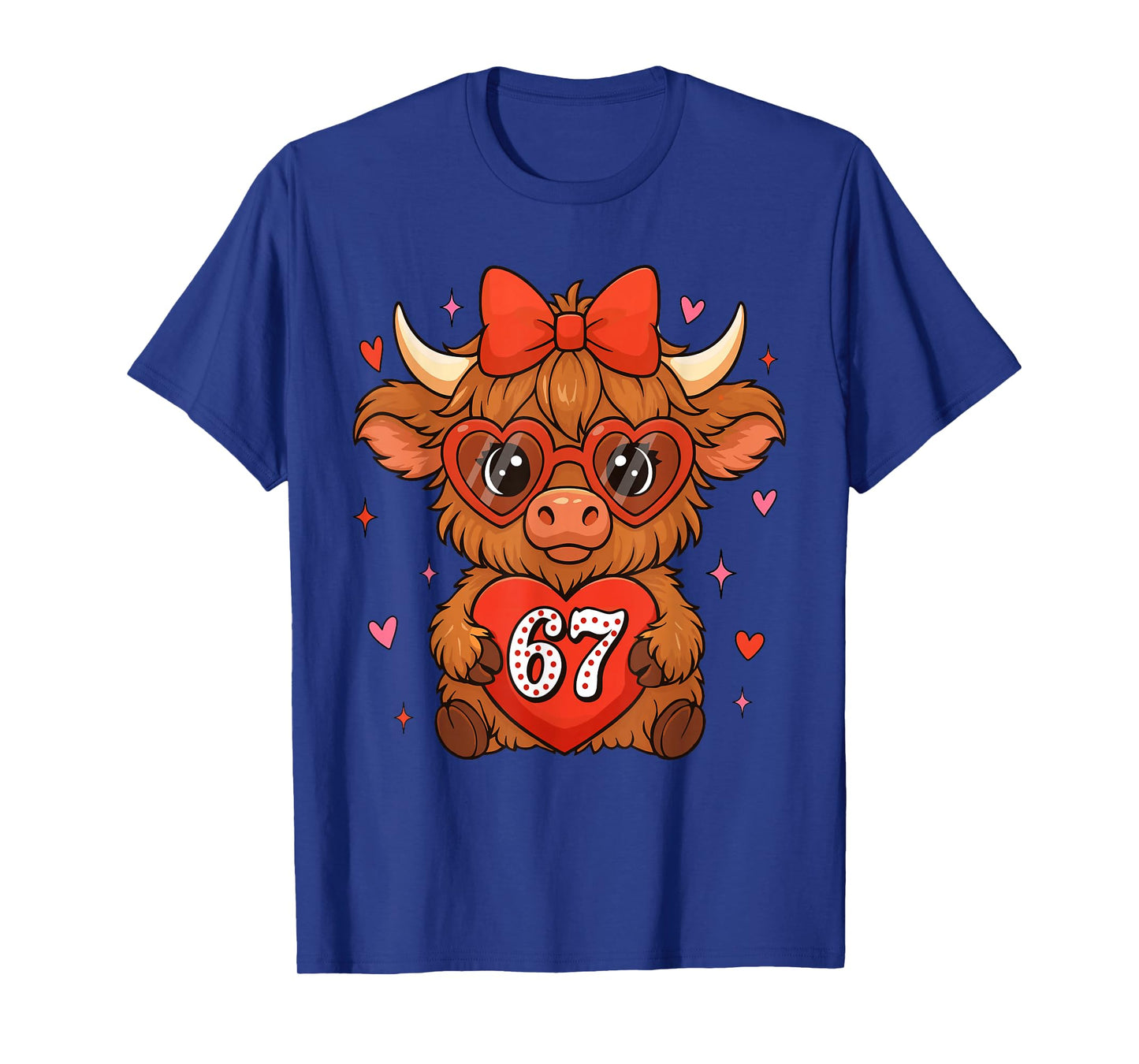 67 Meme Six Seven Cute Valentine Highland Cow Coquette Women T-Shirt