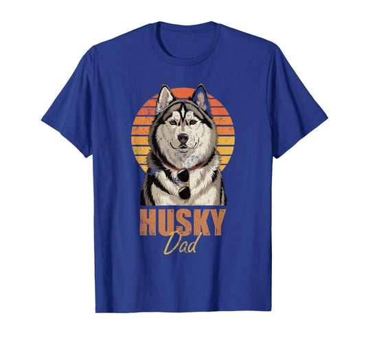 Cool Retro Husky Dad Funny Vintage Dog Lovers T-Shirt