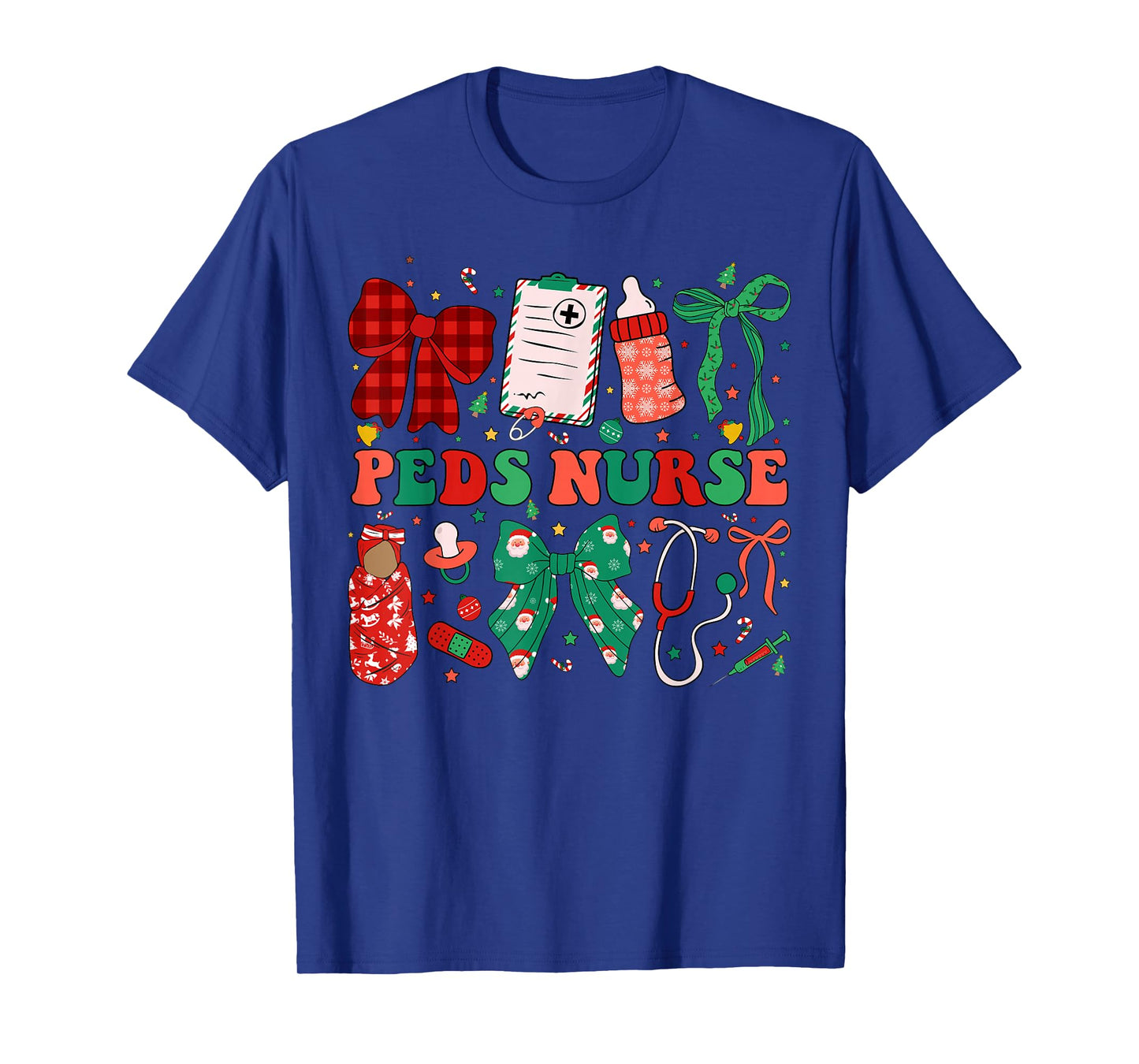 Peds Nurse Christmas Coquette Pediatric Nursing Xmas T-Shirt