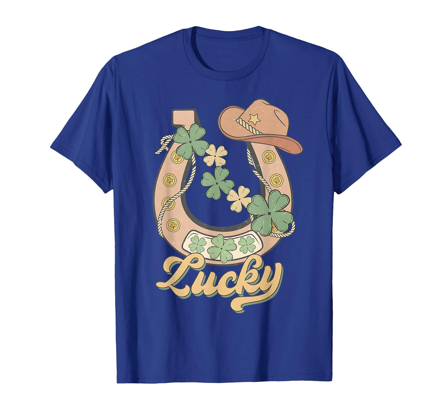 Howdy Cowboy Retro St. Patrick's Day Lucky Horseshoe Western T-Shirt